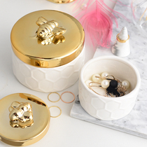Xiaoxijia Nordic ceramic gold-plated jewelry box jewelry ring first storage box creative home furnishings