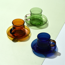 Xiaoxijia Nordic stained glass coffee cup saucer heat-resistant breakfast cup Milk Cup teacup high value Cup