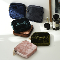 Xiaoxijia flannel embroidery storage bag small cosmetic bag lipstick bag portable carry carry-on coin wallet earphone line bag