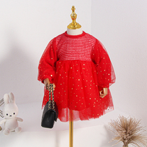 Girls dress autumn and winter plus velvet thickened 2020 new style childrens princess dress baby winter dress