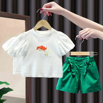 Girl Suit Summer Clothing Short Sleeves 2022 New Ocean Gas Children Shorts Women Baby T-Shirt Summer Leisure Two Sets