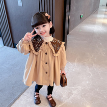 Girl Windjersey Spring Autumn New Medium Long Korean version 2 Ocean Gas 4 Children 3-year-old female baby jacket Childrens autumn clothes jacket