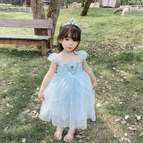 Girls Dress Summer Frozen Elsa Princess Dress Aisha Western Girl Sdress Baby Skirt Summer Dress