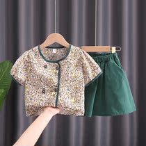 Girl Suit Summer 2021 New 2 Ocean Gas 3 Children Dress 4 Trendy 5 Year Old Female Baby Skirt Summer Fit Two Sets