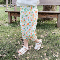 Girls pants summer 2021 New Foreign color wave point childrens casual pants baby Summer loose Capri pants
