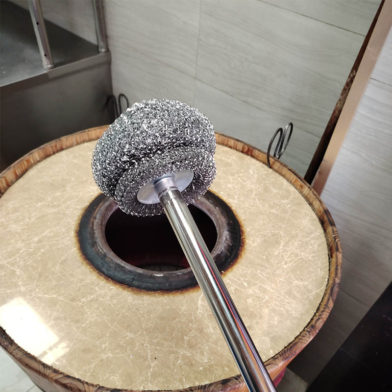 Cleaning Brush for Sesame Cake Oven, Pot Brush, Jinyun Sesame Cake Steel Wool Brush, Wooden Barrel Brush, Long-Handled Stainless Steel High-Temperature Resistant Spliced Brush