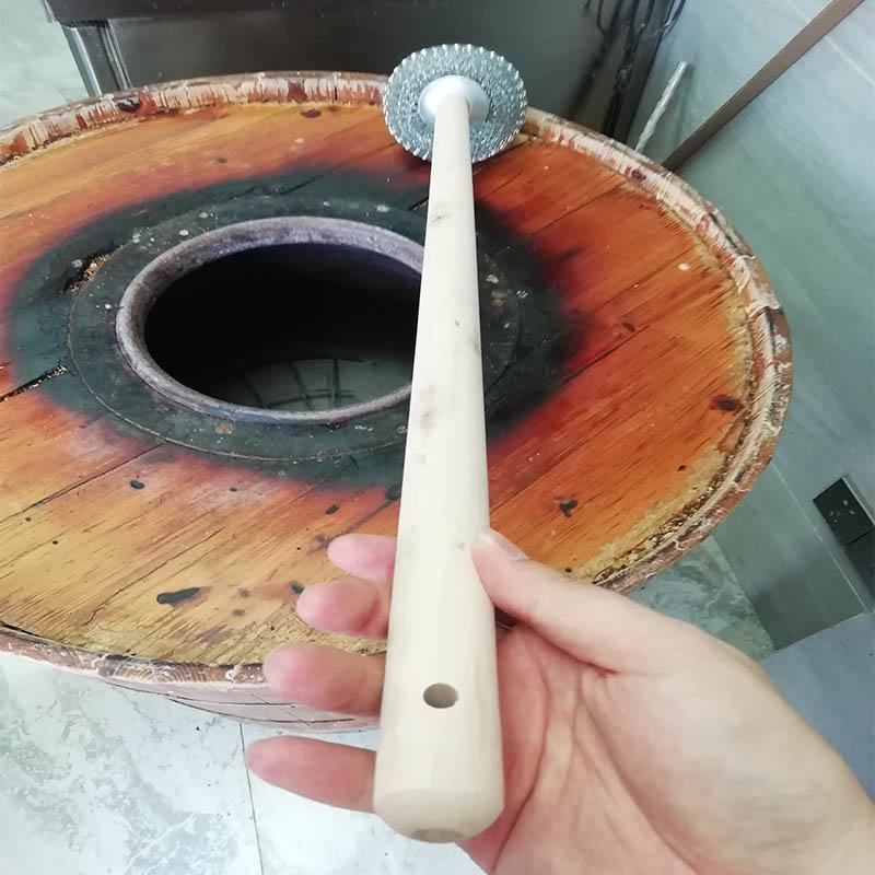Wooden Handle Brush, Sesame Cake Oven Brush, Long Handle Brush, Wooden Barrel Stove, Pot, Barbecue Grill Cleaning Brush, Steel Wool Ball, High Temperature Resistant Brush