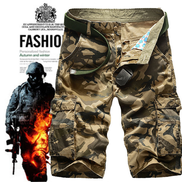 Summer Casual Shorts for Men, Camouflage Large Size Casual Sports Capri Pants, Multi-Pocket Durable Breeches, Trendy