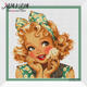 Cool Breeze DMC Thread Cross Stitch Kit ຫ້ອງຮັບແຂກ ອອກແບບຮູບແຕ້ມໃຫມ່ F1722 Girl Betty Printing
