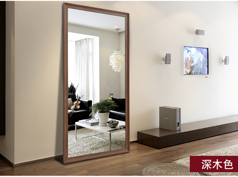 YISHARE đơn giản gỗ hạt màu gương treo tường đầy đủ chiều dài cửa hàng quần áo phù hợp gương gương sàn thay đồ gương - Gương gương spa