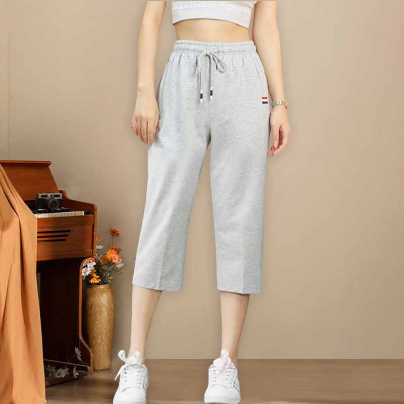 Women's Summer Thin Cotton Casual Pants, Plus Size for Plus-Size Women, 100kg High-Waisted Straight-Leg Sports Shorts