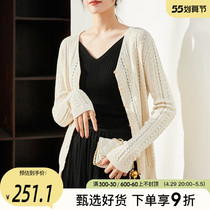 Soficel Hollowed-out Knit Cardiovert 2022 Spring New LAZY WIND LADY SWEATER EASY TO HIT BOTTOM TOP