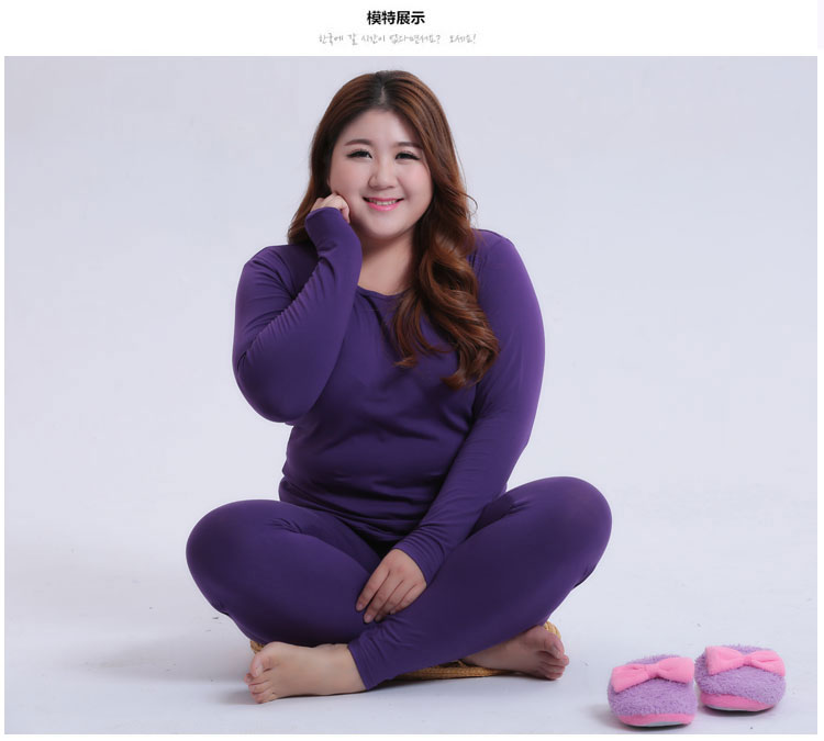 Phụ nữ có kích thước lớn chất béo mm Qiuyi Qiuku phụ nữ cao 200 kg đàn hồi cộng với bộ đồ lót bằng nhung dày bộ giữ nhiệt nam 