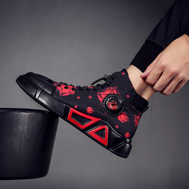 Mid-top shoes men's 2023 winter all-match plus velvet warm casual high-top sneakers sports men's shoes Martin boots men's trendy brand