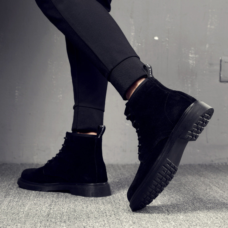 Men Shoes Winter New Gmao Martin Boots Man Tide Inglées Midbarrel Leather Shoes Men Warm Cotton Boots Leather Boots Male Tide