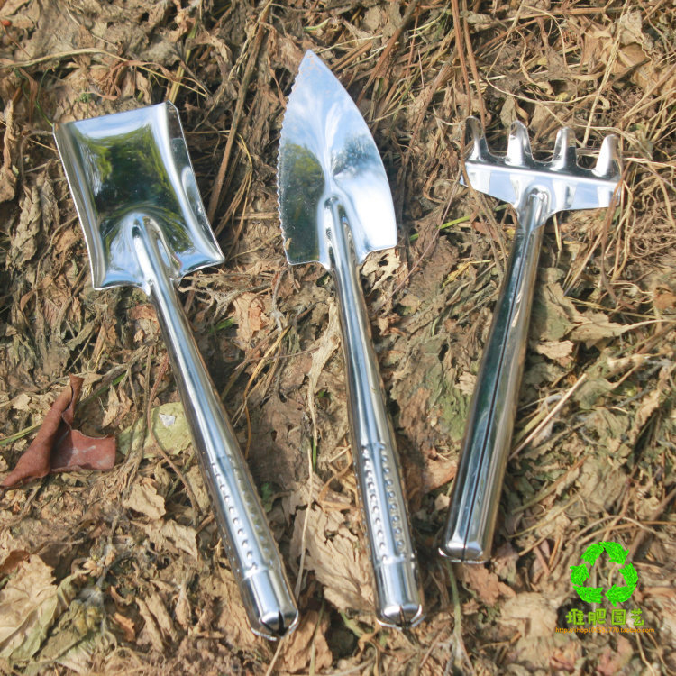 Stainless steel Home gardening Small tools Three sets small square shovel small iron rake small shovel delicate and practical