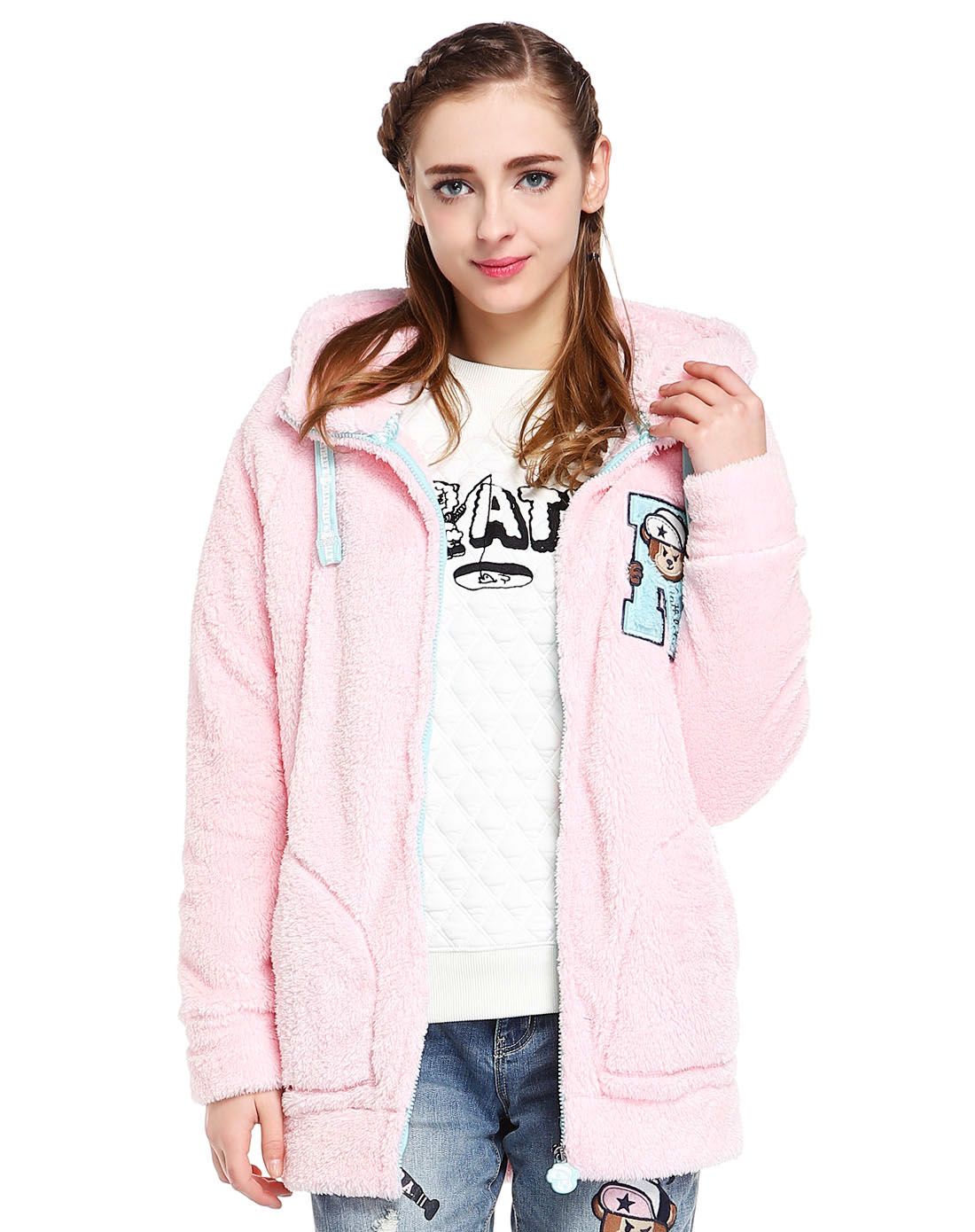 (Spring Winter Giant Donation) Love under the banner RTMW54T52F Autumn Winter Plush Home Outdoor Leisure Jacket Woman
