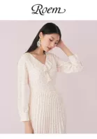 Roem Luo Yan подличная корейская элегантная энергия ведическая ведическая цветочная мода Slim платье Rcow94903c