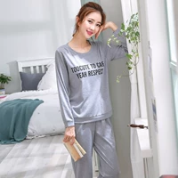 Bộ đồ ngủ cotton dài tay mùa thu của phụ nữ có thể mặc bên ngoài ngọt ngào cho sinh viên Hàn Quốc mùa xuân và mùa thu cotton phục vụ nhà hai mảnh thời trang mặc nhà