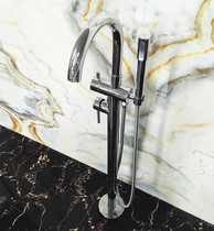 Take Pori Guangdong chrome color full copper floor bath shower faucet black hot and cold stand upright gold shower