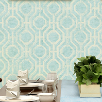 Non-woven modern Chinese elegant lattice wallpaper Living room dining room aisle Teahouse hotel wallpaper Tea antique shop