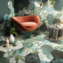 Adventure Garden dark green balcony plant tile hexagonal tile Bathroom wall tile hexagonal floor tile retro