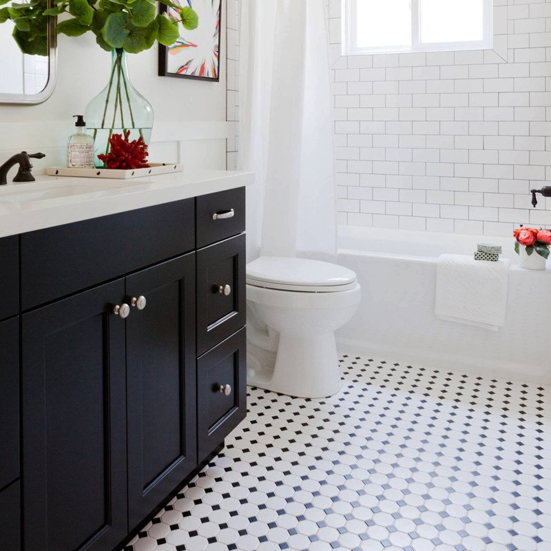 Nordic in Wind Net Red Tile Toilet Toilet Black and White tile tile tile anti-slip octagon tile
