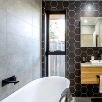 Small hexagonal brick tile wall brick bathroom kitchen bathroom floor tile Balcony hexagonal brick black solid color Nordic