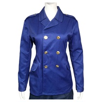 In stock style 87 sea blue womens winter coat polyester cardigan winter smock overalls double-breasted strong and wear-resistant