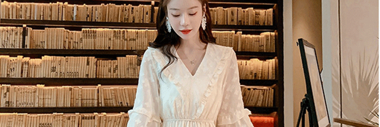 Đầm voan họa tiết mùa hè 2019 mới rất cổ tích nữ ngọt ngào ngọt ngào cổ tích khí chất siêu cổ tích - Váy dài váy suông dài qua gối