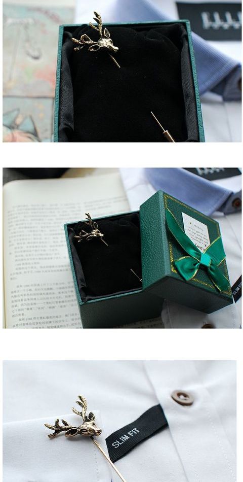 MERLINE Merlin thời trang thủy triều đơn mục retro nai sừng tấm Anh trâm cài kim unisex cổ trang sức cài áo công sở đẹp