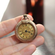 西洋古董金器收藏回流 英国老9K金古董雕花可打开绅士金怀表