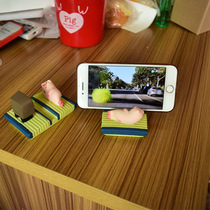 ins cute cartoon soft cute pink pig pig accompany you to watch TV mobile phone bracket desktop lazy small ornaments