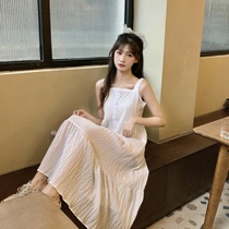 Womens skirt 2020 new dress thin 2020 summer new Korean version of the pleated knee-length suspender skirt