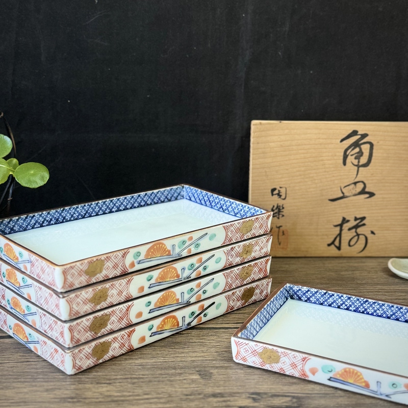 Brand New Japanese Imported Ceramic Ware, Thick Pottery with Brocade Plum Design, Serving Dish, Pot Holder, Sushi Plate, Multi-Purpose Fruit Container