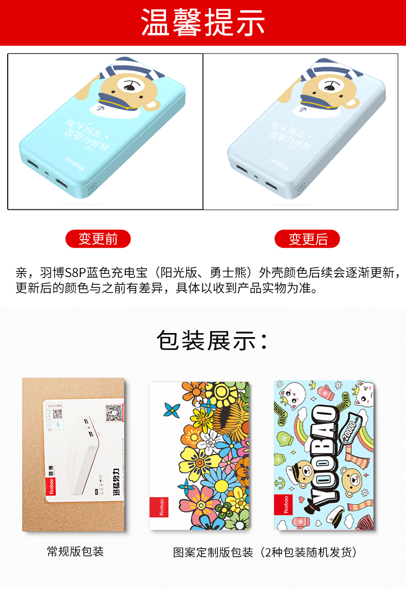 Yu Bo sạc kho báu 20000 mAh siêu mỏng di động dễ thương dung lượng lớn 2A di động nhanh điện thoại di động vạn năng