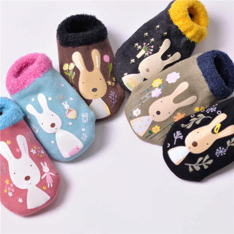 Autumn and winter thickened 0-1-3-year-old baby non-slip floor socks Autumn baby cotton socks children's indoor soft-soled socks