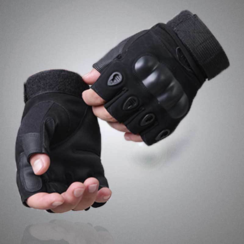 Outdoor black tactical half finger gloves Men's and women's special forces combat gloves Mountain climbing climbing hunting protective gloves
