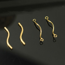 High Quality American 14K Bag Gold Note Gold Light Body Reticulated Snake Gold Pipe S Tube Biring Connecting Accessories GF28-31