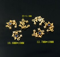 Copper plated real gold blue zircon Moon small pendant double hole connecting piece DIY bracelet necklace jewelry beaded accessories