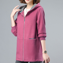Jacket 2021 new spring and autumn winter elderly large size womens coat middle-aged mother thin plus velvet padded sweater
