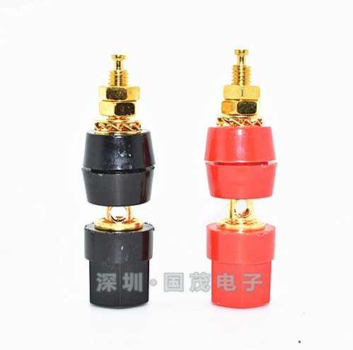 Gold plated utilitany machine speaker line single-linked hexagonal post head 4mm Banana head socket clip box wiring board terminal