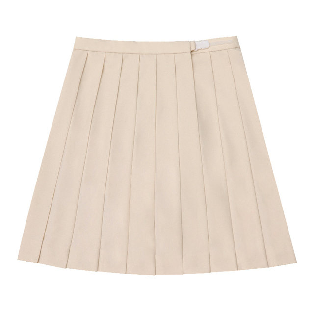 Sakura family jk uniform skirt beige ivory yellow solid color short pleated skirt students large size custom basic model for women