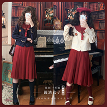 Sakura family jk uniform sailor suit (Yuanqing woman) New Year burgundy cyanosis middle dress long sleeves women autumn winter