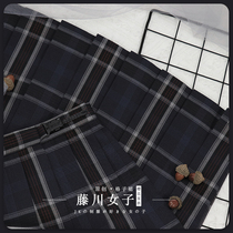 Sakura family genuine jk dress JK dress jk uniform (Fujikawa women) original skirt student deep blue grid Spring Girl