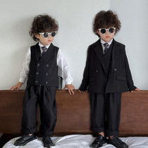 Boys dress suit new childrens suit casual and handsome wedding flower girl birthday suit piano performance performance