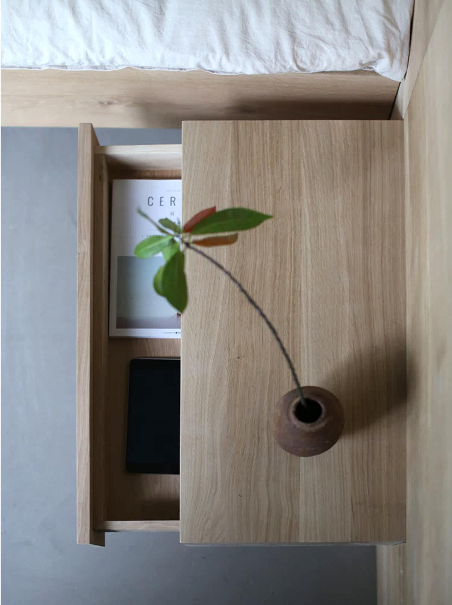 Кровать из массива дерева 朴室现代简约北欧希尔巴赫生态原木全实木家具定制法国橡木大床床