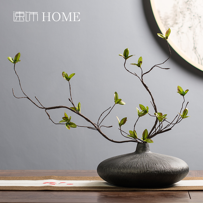 New Chinese creative flat living room flower arrangement Modern simple small vase Japanese Zen tea room wine cabinet Decoration decoration