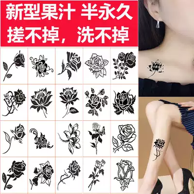 Juice semi-permanent tattoo sticker waterproof female durable black rose flower simulation tattoo sticker (20 sets)