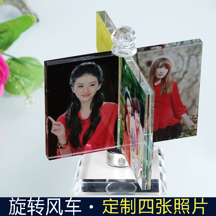 Crystal Windmill Magic Square DIY Photo Personality production Rotating Pendulum Table Crystal Phase Ben Creative Birthday Present